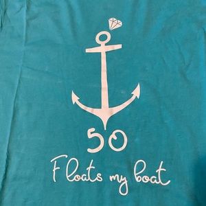 XL Unisex t shirt 50 Floats My Boat Teal NEW